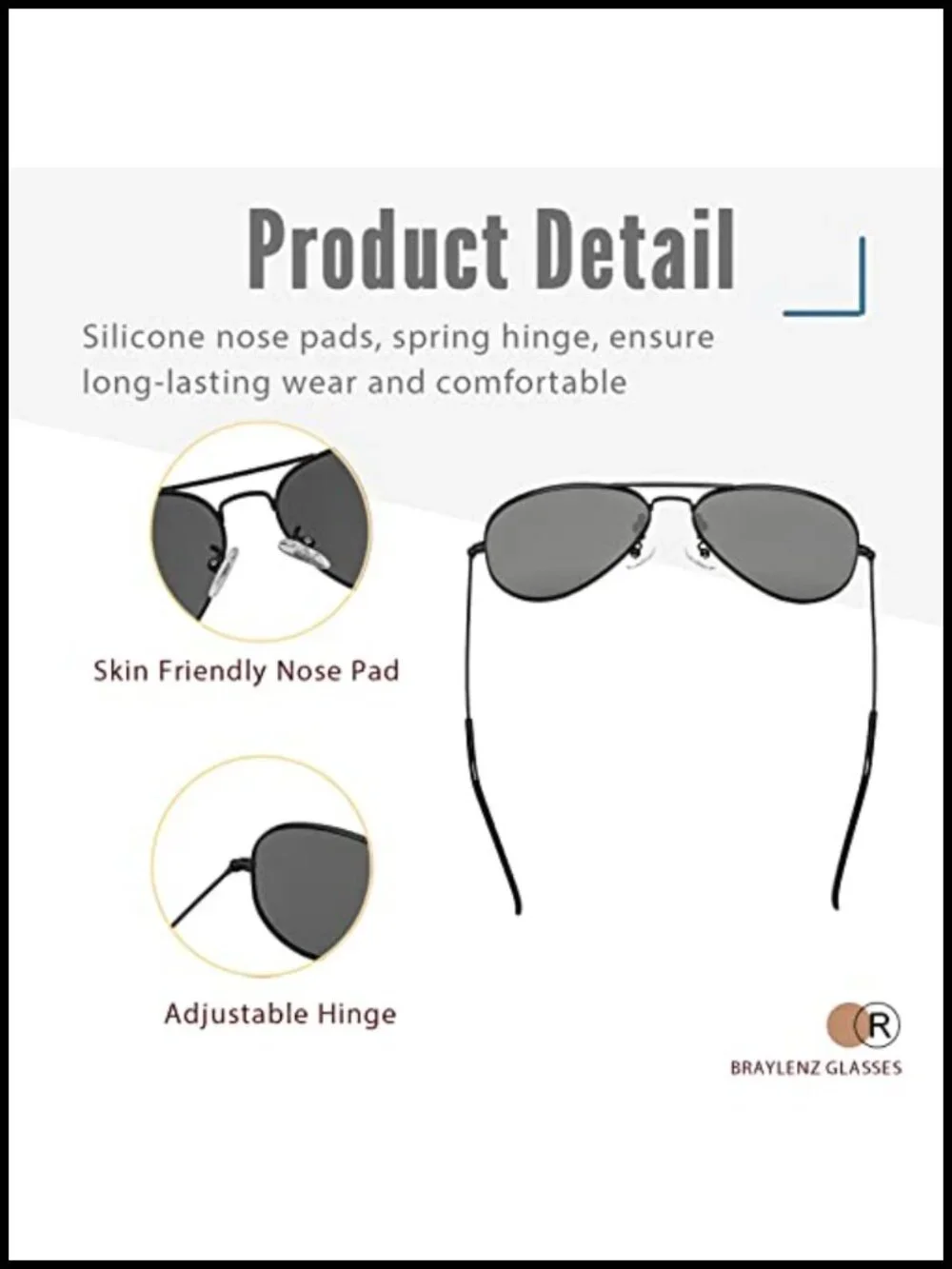 Polarized Aviator Sunglasses with Spring Hinge UV Protection